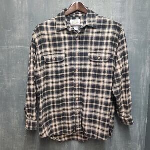 Alaska Wilderness Gear Flannel Shirt Mens XL Blue Plaid Button Up Pockets